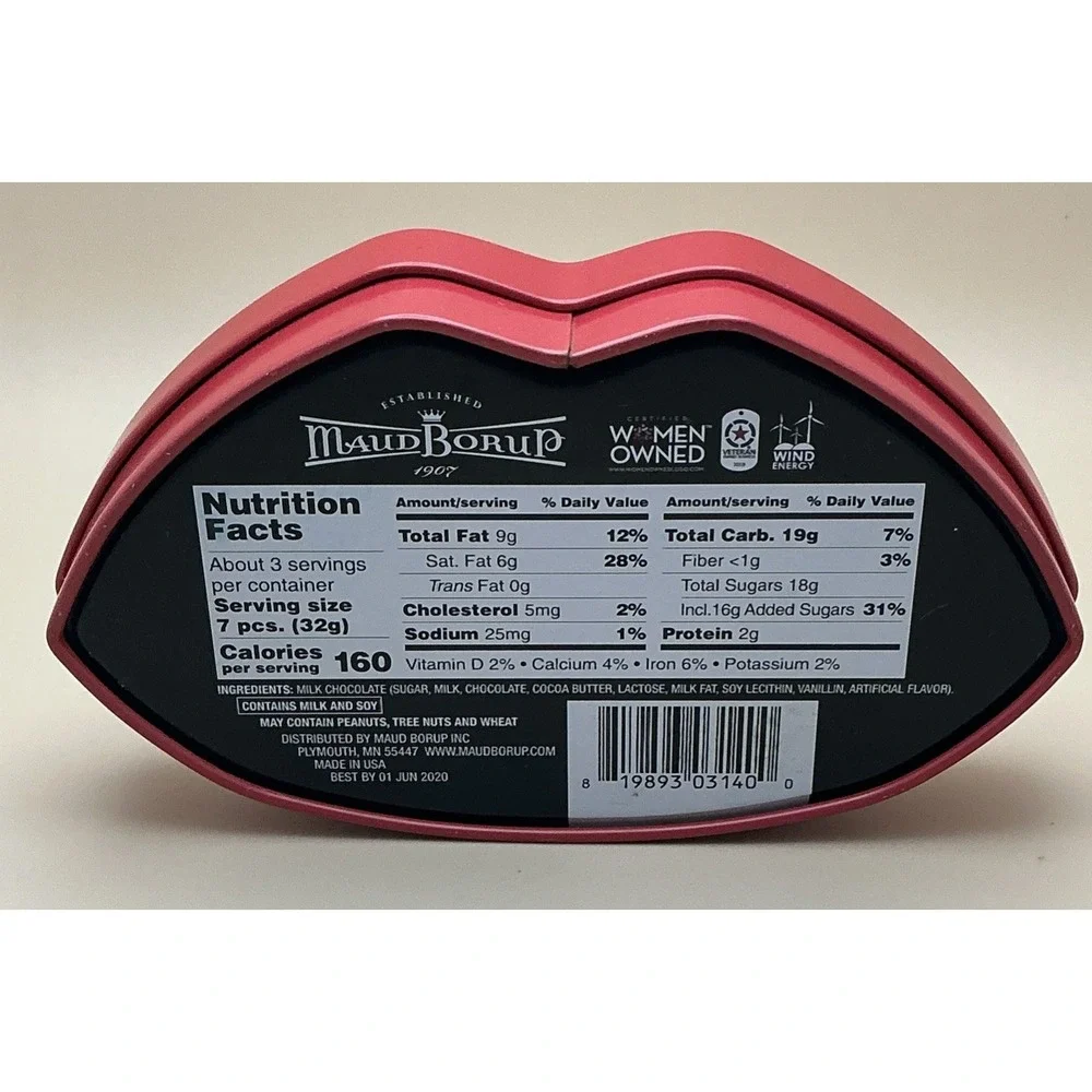 Empty Red Lips Metal Candy Tin Kiss Kiss Valentine's Day Collectible‎ Gift Box